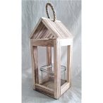 Fa lámpás + üveg mécsestartó 10x30 cm - Égetett