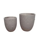 Beton kaspó kerek alakú 14x16 cm - Sötét barna S/2