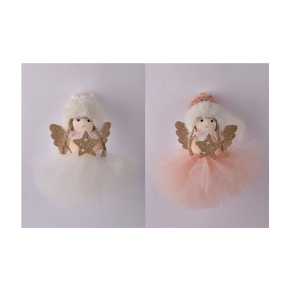 DEKOR AKASZTÓS ANGYAL Fehér és rózsaszín