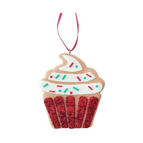 Muffin karácsonyi dísz akasztós agyag 8x7cm
