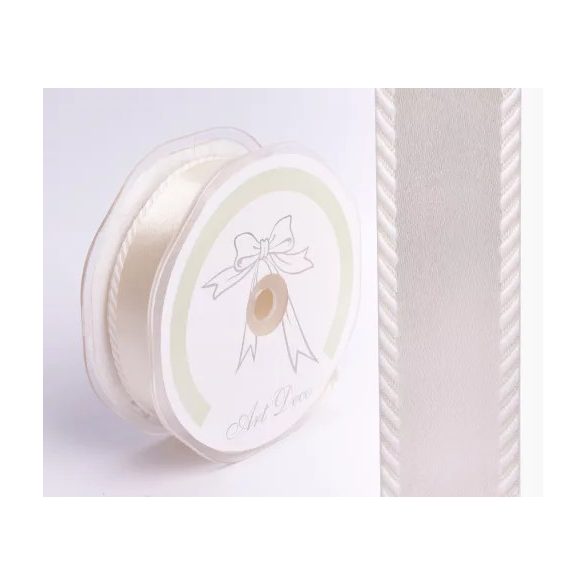 Szatén szalag 10mm/22m oldal csíkos - Krém