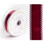 Szatén szalag 10mm/22m oldal csíkos - Bordó