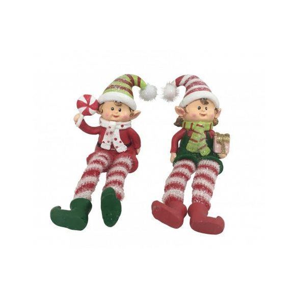 Manó lógólábú csíkos sapkával poly 17cm - Fiú/lány