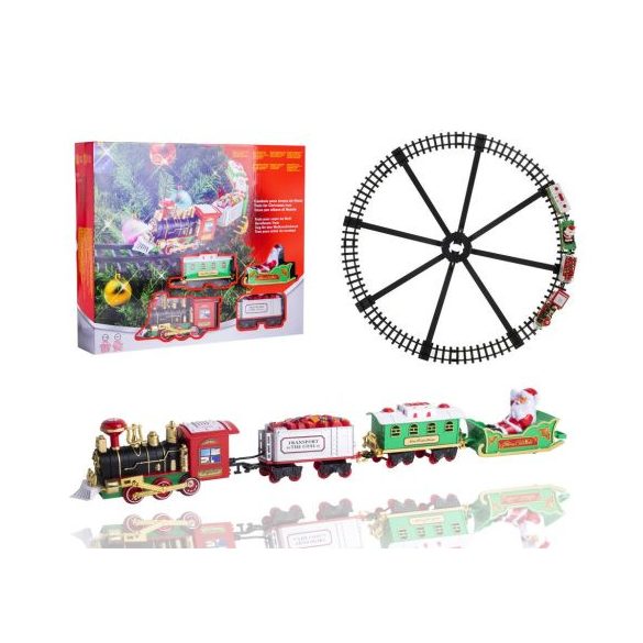 Vonat karácsonyi 3vagonnal zenél+világít 89cm