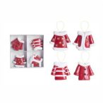 Porcelán mikuláspulcsi 4db 4,1x3,5cm - Piros