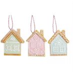 Mézeskalács ház akasztós 6,5x7,5 cm - 3 fajta