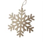 Fa akasztós hópihe glitteres 15cm - Arany
