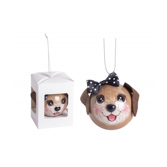 Gömb műanyag barna kutya fej 6,5cm