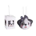 Gömb műanyag fekete-fehér kutya fej 6,5cm