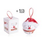 Gömb + led hóember + sapi 6,5 cm