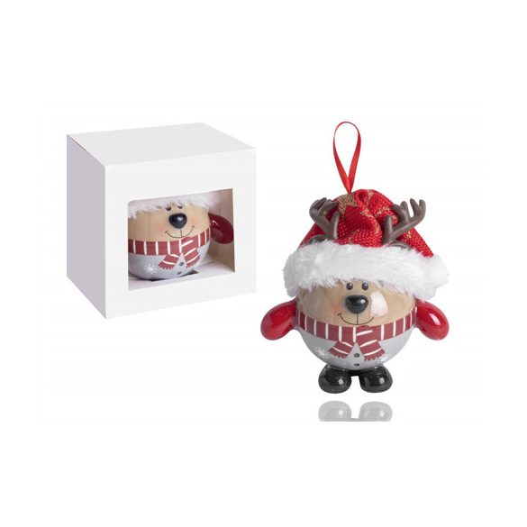 Gömb + led rénszarvas + sál 6,5 cm