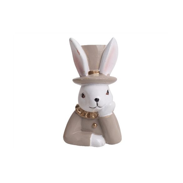 Nyuszi könyöklő kalapos poly 6cm - Barna