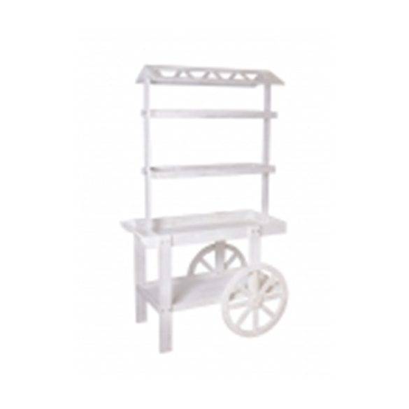 Fa kocsi + polc 91x54x158cm - Fehér