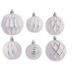 Műanyag gömb 6-8cm - Fehér/ezüst vegyes S/6