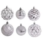 Műanyag gömb 6-8cm - Fehér/ezüst vegyes S/6