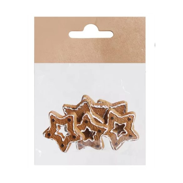 Mézeskalács csillag poly öntapadós 3,2cm - S/6