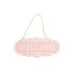   Bádog akasztós kopogtató "WELCOME" felirattal 17cm - Rózsaszín