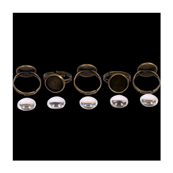Fém gyűrűalap lencsével 12mm - 5db/csom