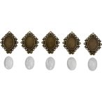 Fém medál lencsével ovális, 18x25 mm - Bronz /DB