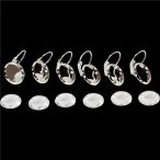 Fém fülbevaló alap lencsével 12 mm - Ezüst 3pár/csom.