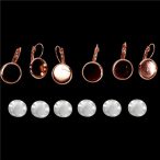   Fém fülbevaló alap lencsével 14 mm - Rózsaarany 3pár/csom.