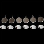 Fém fülbevaló alap lencsével 20 mm - Ezüst 3pár/csom.