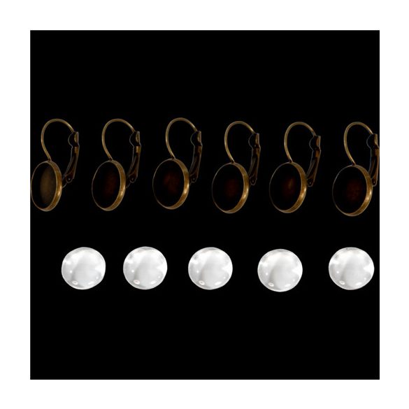 Fém fülbevaló alap lencsével 12 mm - Bronz 3pár/csom.