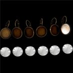 Fém fülbevaló alap lencsével 16 mm - Bronz 3pár/csom.