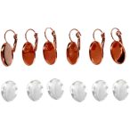   Fém fülbevaló alap lencsével ovális, 13 x 18 mm - Rózsaarany /DB