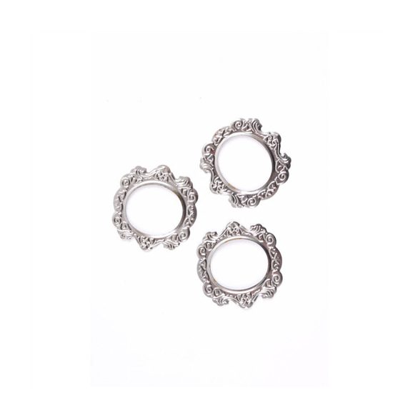 Fém díszítőelem, ovális keret 3,5 x 3,5 cm /DB