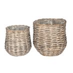   Hasított vessző kaspó szett 27,5x24,5x27,5cm - Szürke S/2