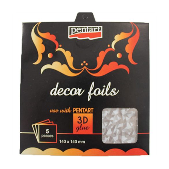 Dekorfólia ezüst 14 x 14 cm, 5 db/csomag