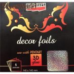 Dekorfólia hologram glitterek 14 x 14 cm, 5 db/csomag