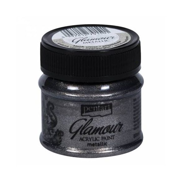 Glamour metál akrilfesték 50ml - Ezüstfekete