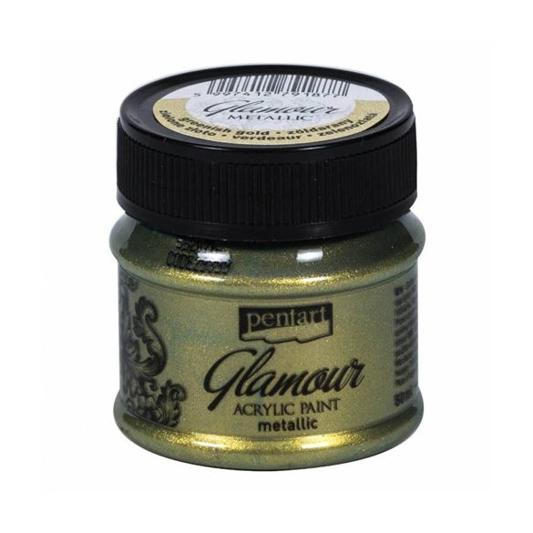 Glamour metál akrilfesték 50ml - Zöldarany