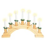 Gyertyapiramis, 7 db izzó, lakkozott fa