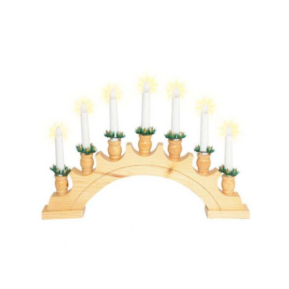 Gyertyapiramis, 7 db izzó, lakkozott fa