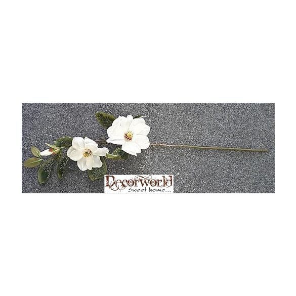 Glitteres magnólia ág 2 fej + bimbó