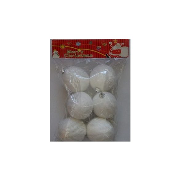 Flokkolt gömbök S/6 6,5cm fehér