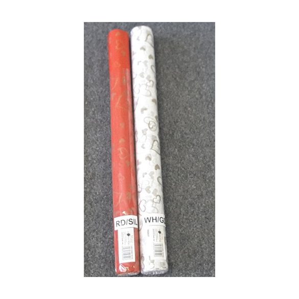 Vetex csomagoló tekercs szív mintás 50 cm x 5m - Fehér/arany