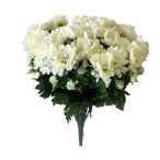 Krizantém csokor x33 + levél 40cm - Krém