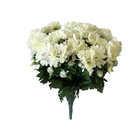 Krizantém csokor x33 + levél 40cm - Krém