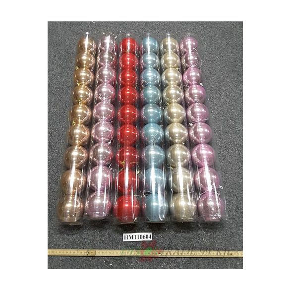 Műanyag gömb hengerben 8cm S/9db, 6 féle