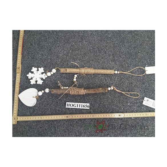 Fa szív, hópihe madzaggal