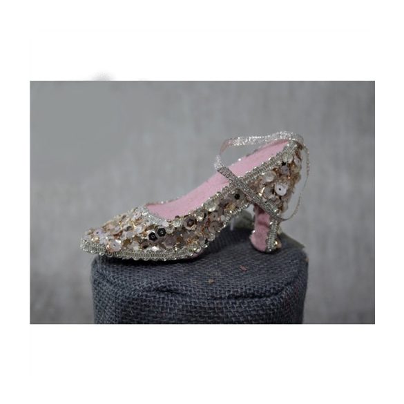 Bőrhatású magassarkú cipő akasztós flitteres 12 cm - 3 féle