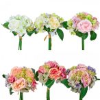 Rózsa, Hortenzia csokor 26cm - 6 színben