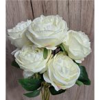 Zárt rózsacsokor 7 ágú 55cm - Krém