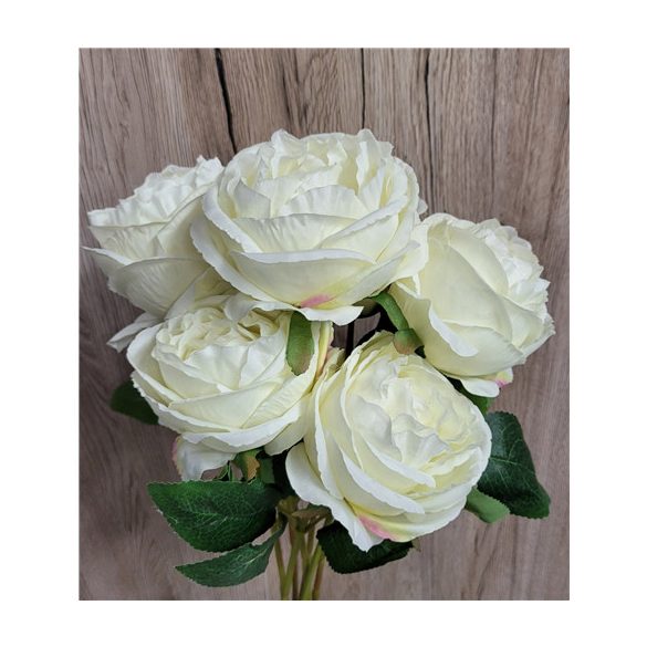 Zárt rózsacsokor 7 ágú 55cm - Krém
