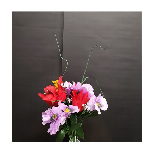 Tulipán+árvácska csokor 8 szál 34 cm