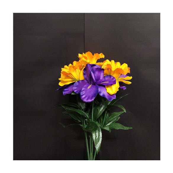 Nárcisz x7 vegyes csokor 37cm - lila/sárga